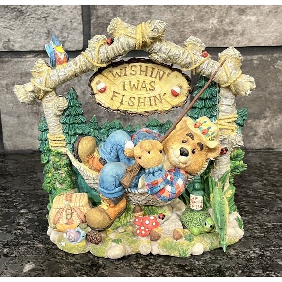 Enesco Moose Creek Crossing “Wishin’ I Was Fishin’” 1995 Bear Plaque #170569 - Picture 2 of 6